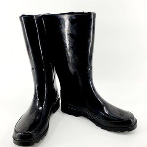 Magellan Outdoor Women's 7 Black Pull-on Side Buckle Rubber Rain/Water Boots